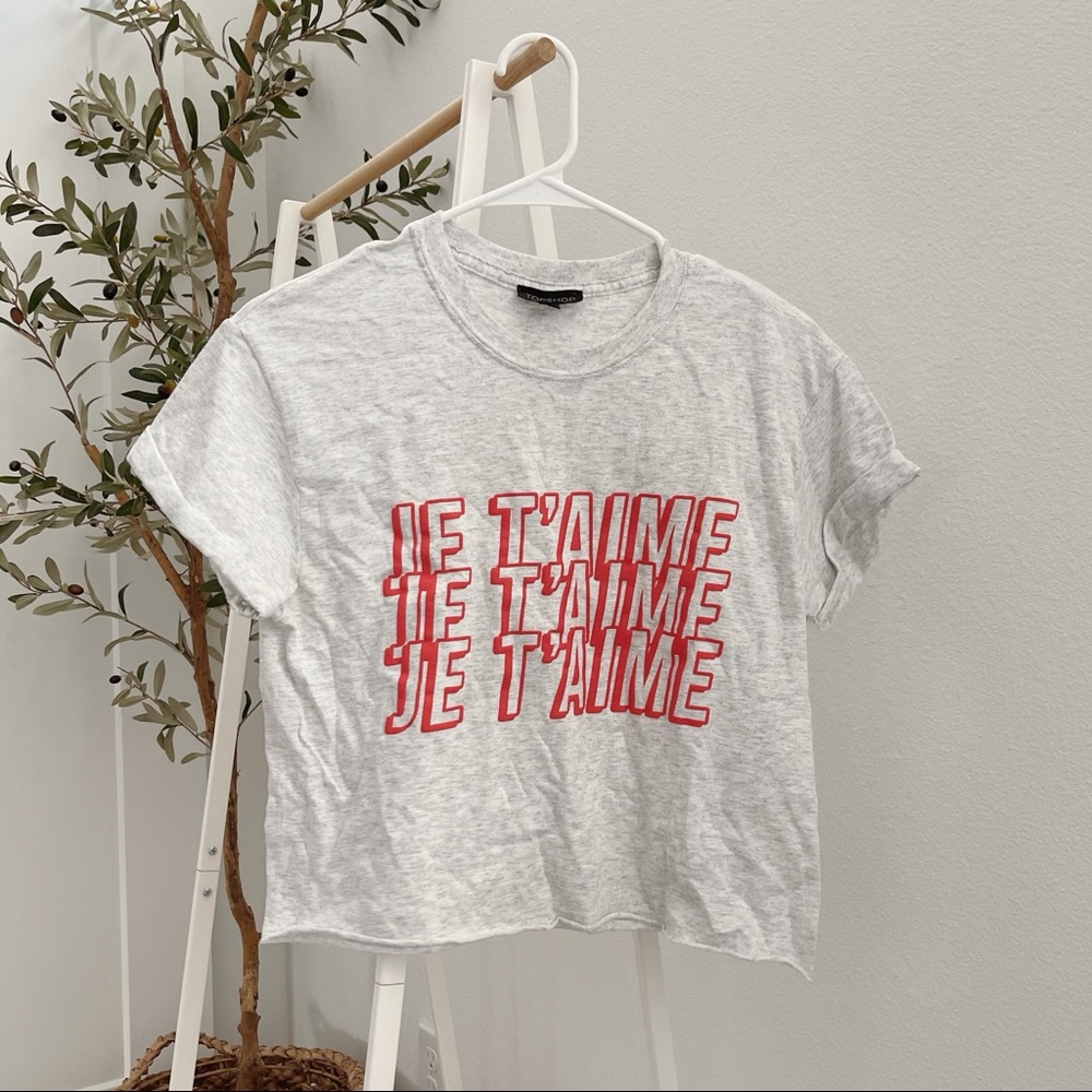 Topshop Crop Graphic Tee Shirt Je T’aime